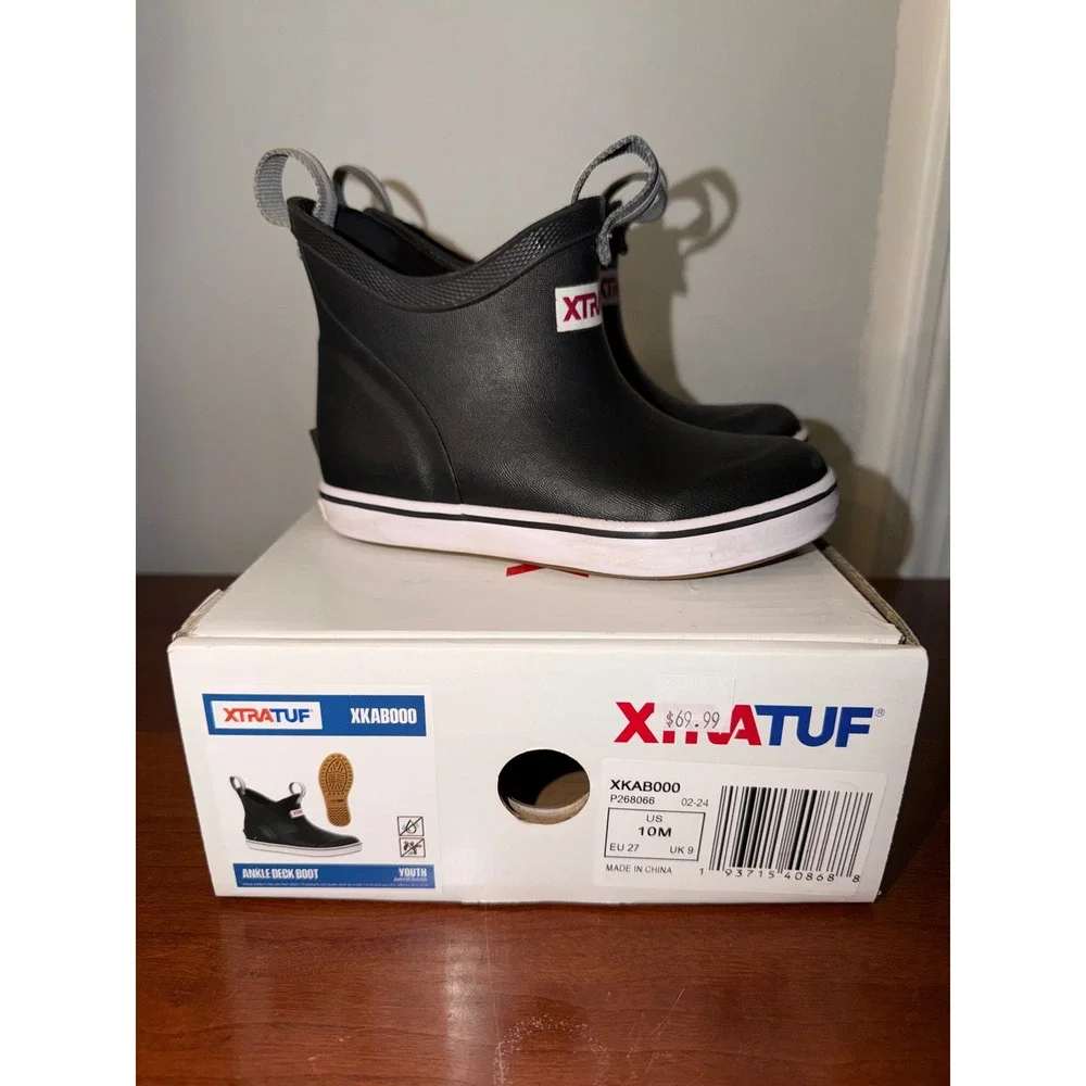 XTRATUF Little Kids Ankle Deck Black Waterproof Rubber Rain Boots XKAB000 10